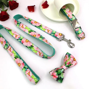Our Summer Floral Blooms Bow Tie Dog Collar & Leash Sets are best sellers.