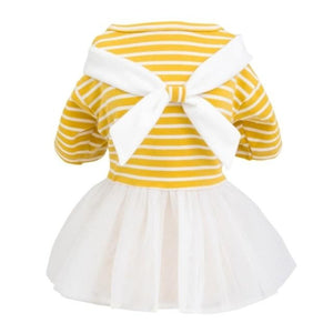 Striped Sailor Dog Dress in yellow