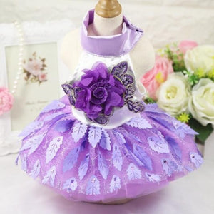 Purple Floral Tulle Tutu Dog Party Dress