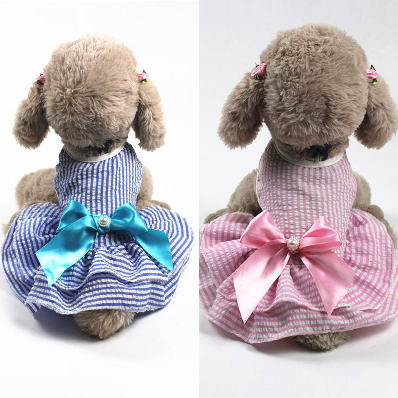 Available in pink or blue, this Sweet Stripes Dog Dress is simply sweeter than sweet. 