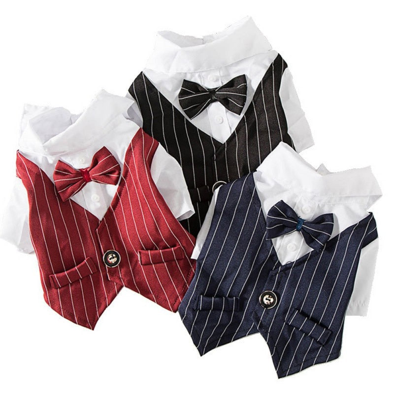 Pinstripe Dog Suit Vest Set is available in 3 colors.