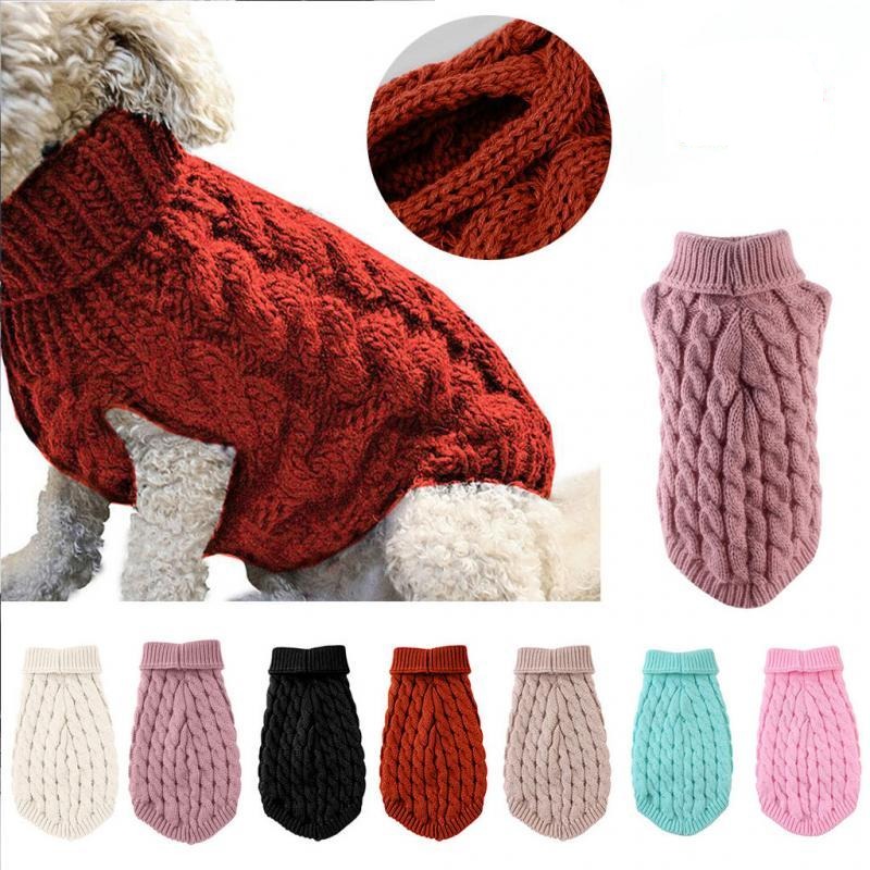 Available in 8 colors, this classic chunky Cableknit Turtleneck Dog Sweater will keep your fur baby warm on cold autumn/winter nights. 