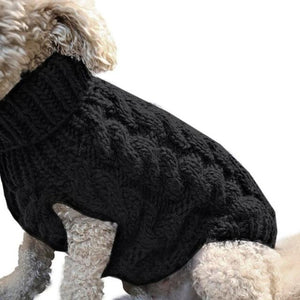 Black Cable Knit Turtleneck Dog Sweater