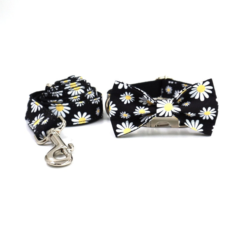Daisy Bow Tie Dog Collar & Leash Set | Personalized Free