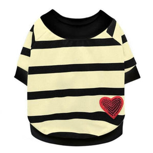 Black Striped Heart Dog Sweater Pullover