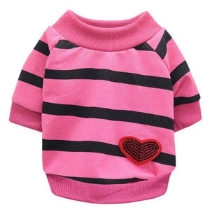 Pink Striped Heart Dog Sweater Pullover
