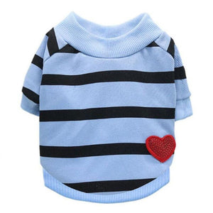 Blue Striped Heart Dog Sweater Pullover