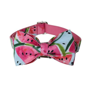  Juicy Watermelon Bow Tie Dog Collar set in pink 