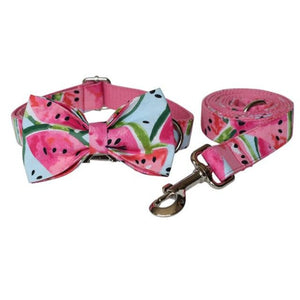 Our luxurious, handmade Watermelon Bow Tie Dog Collar & Leash Sets are best sellers.