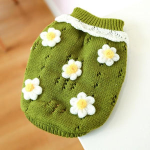 Green Blossoming Floral Dog Sweater