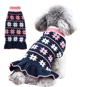 Your girl will look elegant in this Star Turtleneck Sweater Dog Dress that will keep her warm and snug on cool days this autumn and winter. 