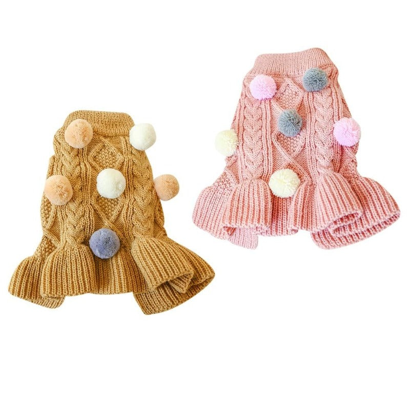 This darling Pom Pom Sweater Dress will look adorable on your pooch this autumn/winter. 